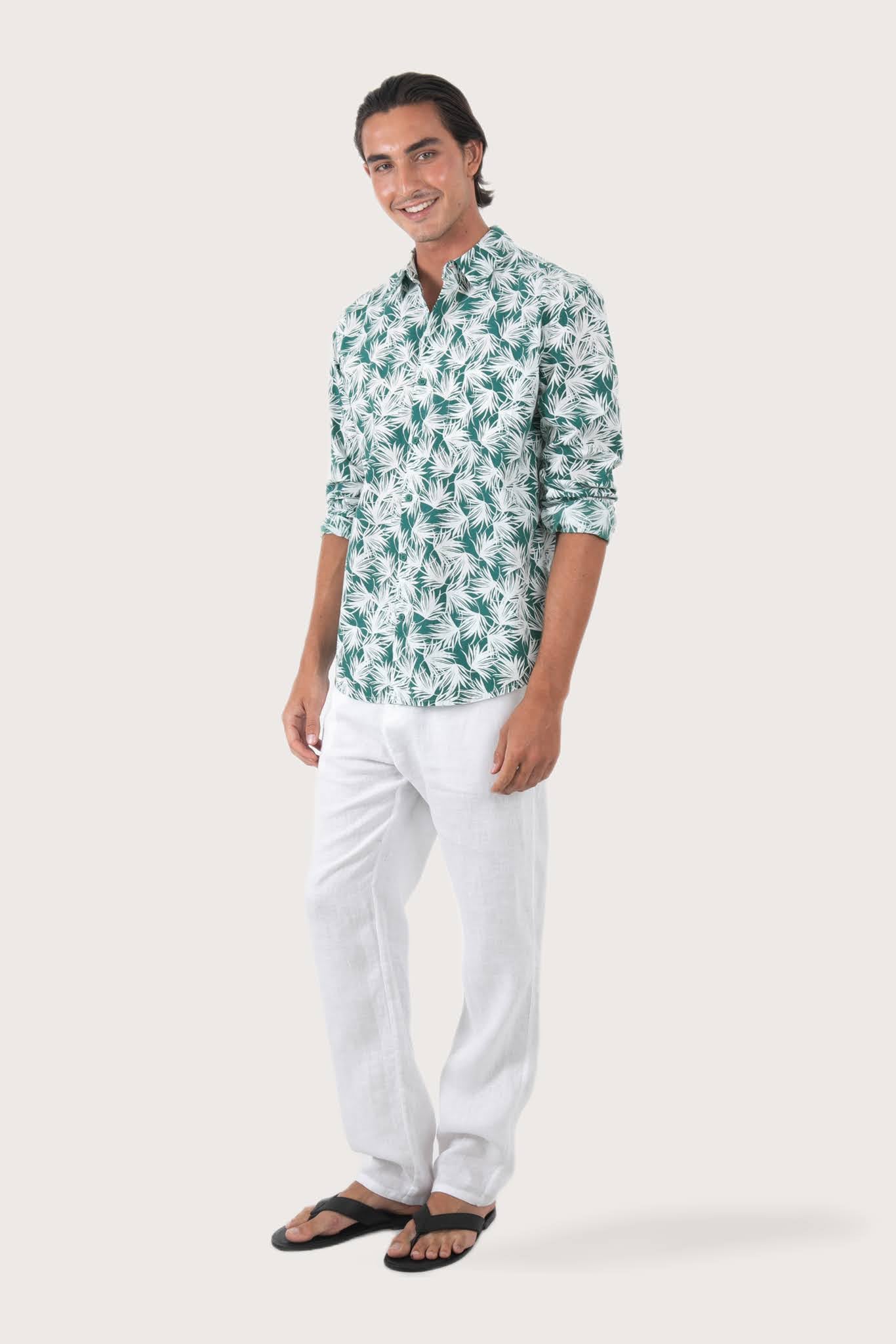 Panta Cotton Shirt Summer Flora Crowd Leaves