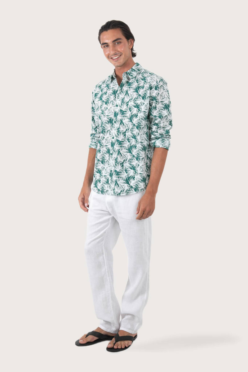Panta Cotton Shirt Summer Flora Crowd Leaves