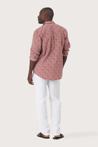 Back view of the Panta Cotton Shirt Summer Flora Spring Bliss Brick showcasing its tailored finish by By The Sea Bali