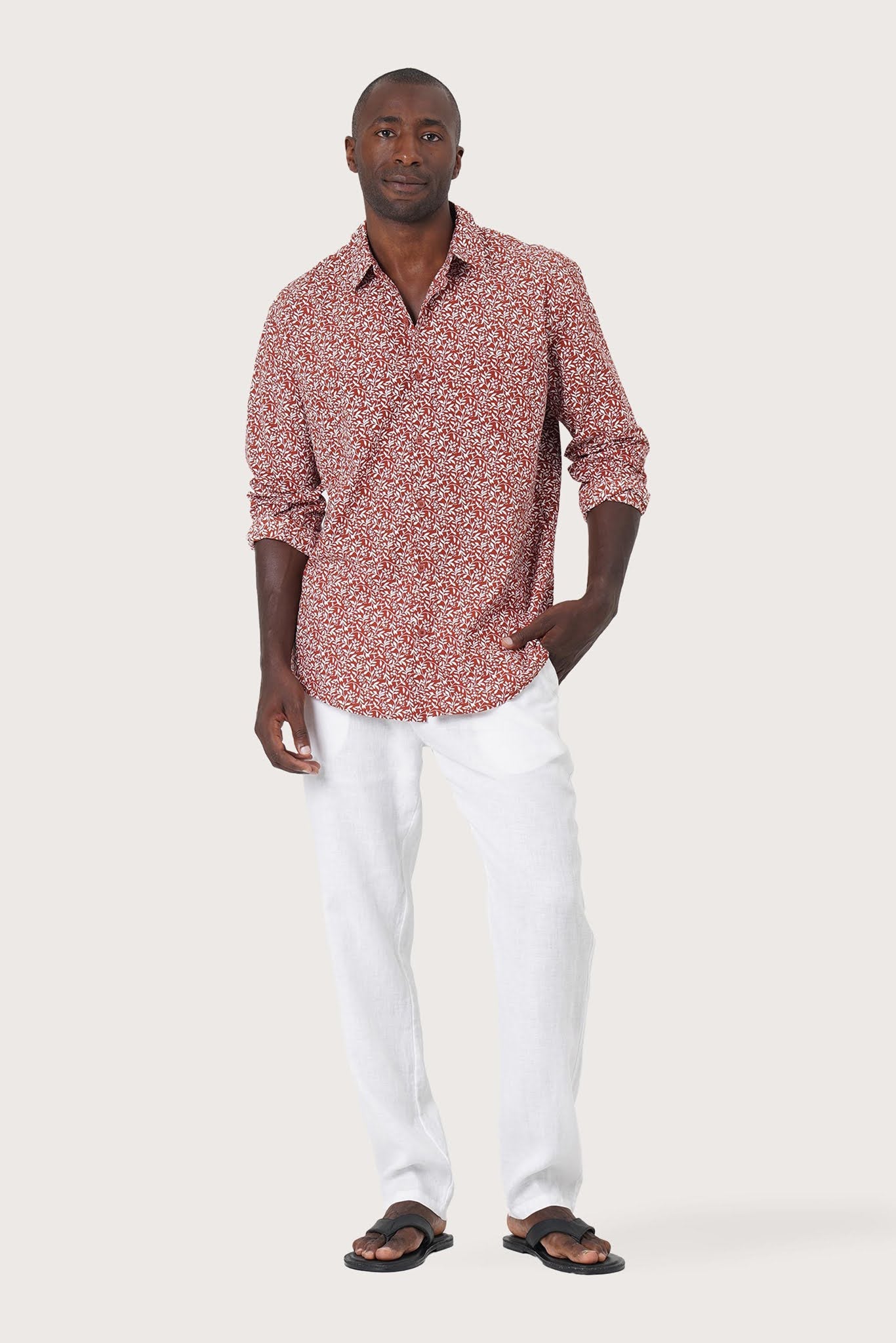 By The Sea Bali Panta Cotton Shirt Summer Flora Spring Bliss Brick — soft cotton shirt with a relaxed camp-collar silhouette