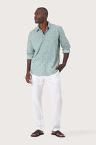 Front view of the Panta Cotton Shirt Summer Flora Spring Bliss Green by By The Sea Bali, styled for effortless summer dressing