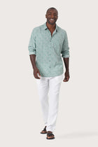 By The Sea Bali Panta Cotton Shirt Summer Flora Spring Bliss Green — soft cotton shirt with a relaxed camp-collar silhouette