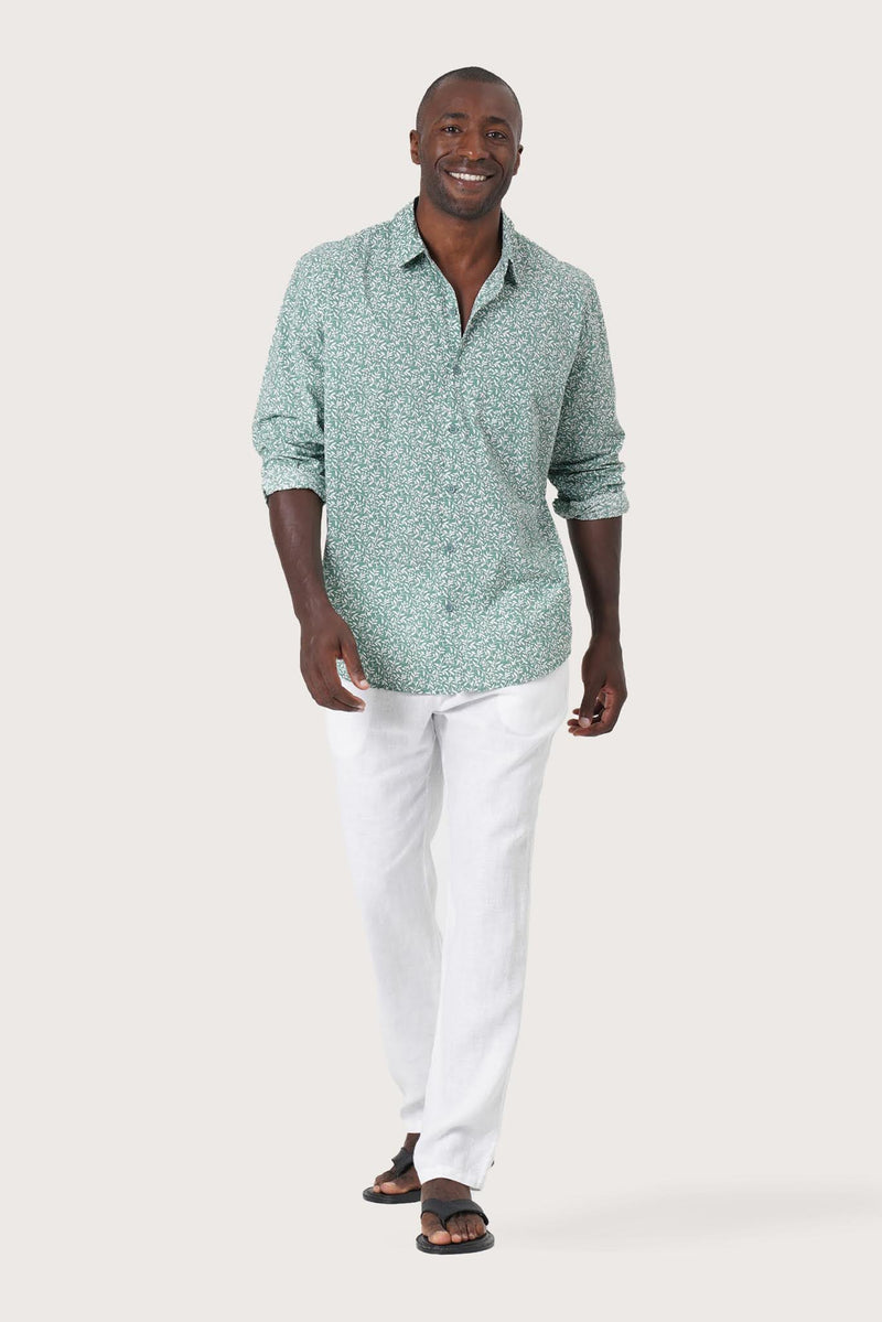 Panta Cotton Shirt Summer Flora Spring Bliss Green