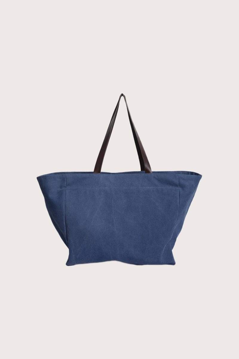 Back view of the Paradise Tote Bag Navy showcasing artisanal craftsmanship and refined detailing