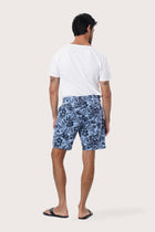 Waistband and pocket detail of the Little Palm Light Blue Paulo Bermuda Shorts by By The Sea Bali