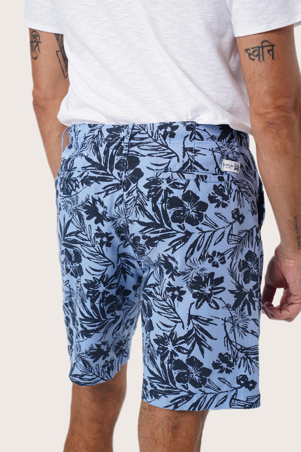 Full view of the Little Palm Light Blue Paulo Bermuda Shorts — effortless island dressing by By The Sea Bali
