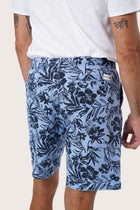 Full view of the Little Palm Light Blue Paulo Bermuda Shorts — effortless island dressing by By The Sea Bali