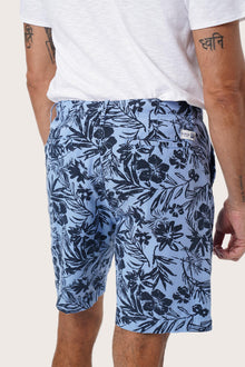 Full view of the Little Palm Light Blue Paulo Bermuda Shorts — effortless island dressing by By The Sea Bali