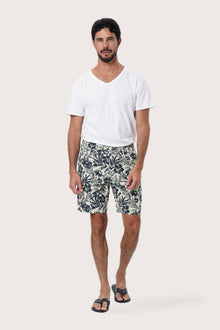 By The Sea Bali Paulo Bermuda Shorts in Little Palm Light Green — tailored tropical-print shorts for easy summer days