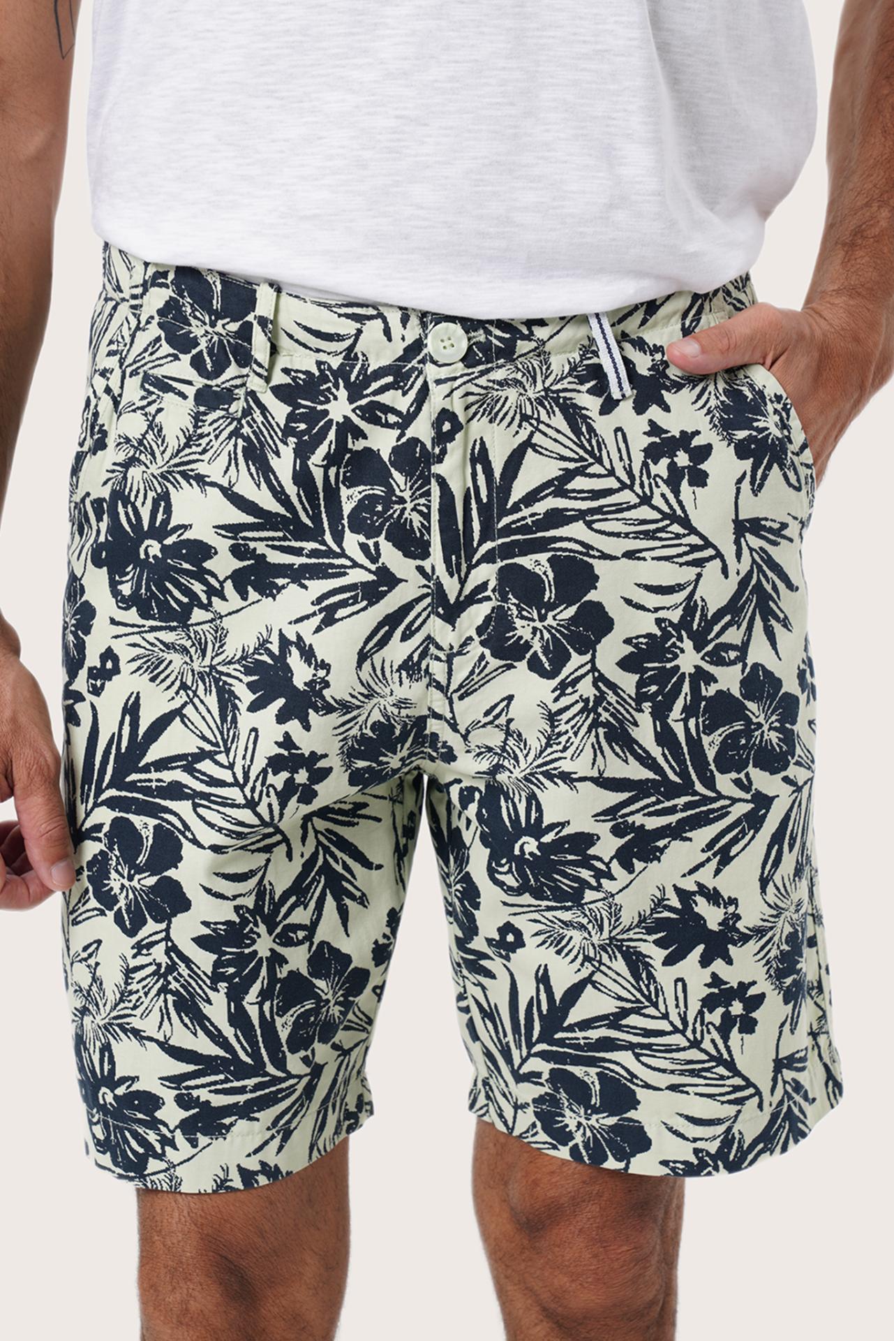 Waistband and pocket detail of the Little Palm Light Green Paulo Bermuda Shorts by By The Sea Bali