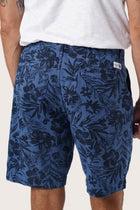Waistband and pocket detail of the Little Palm Navy Paulo Bermuda Shorts by By The Sea Bali