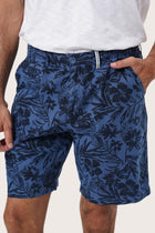Side view of the Paulo Bermuda Shorts in Little Palm Navy highlighting the tailored fit by By The Sea Bali