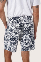 Waistband and pocket detail of the Little Palm White Paulo Bermuda Shorts by By The Sea Bali
