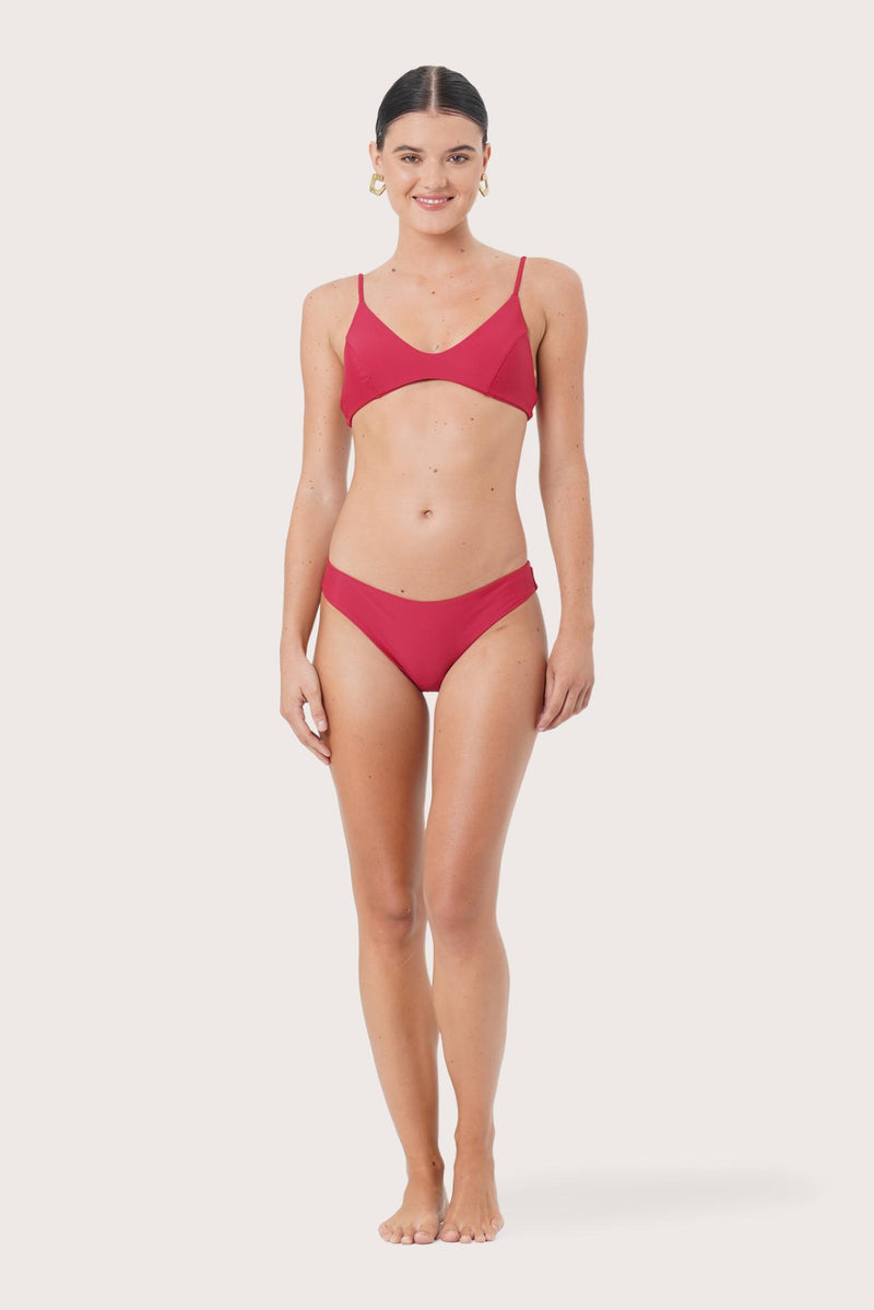 Front view of Pearl Bikini Top featuring a refined and elegant swimwear silhouette