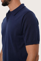 By The Sea Bali Rado Cotton Knit Polo T-Shirt Navy