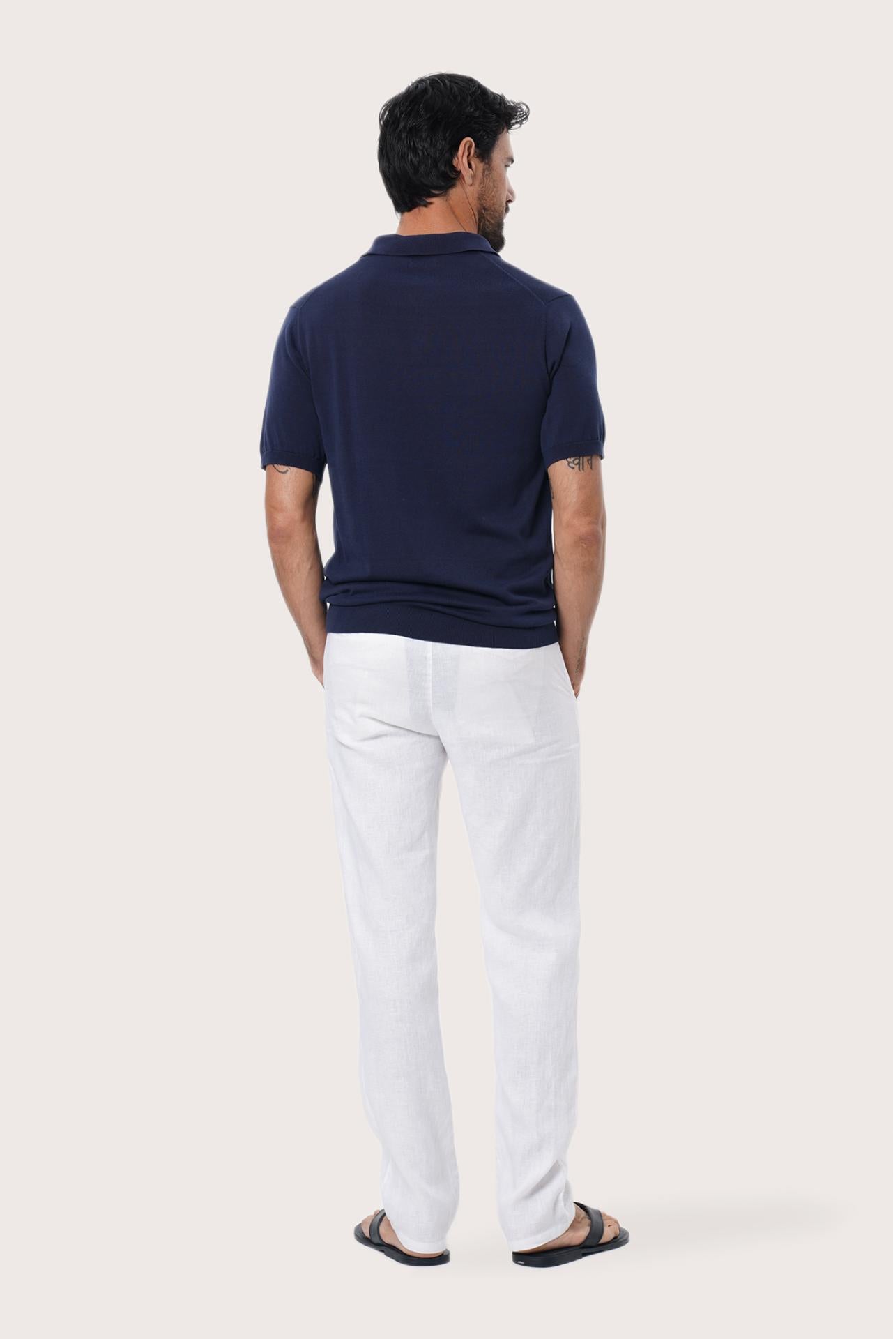 By The Sea Bali Rado Cotton Knit Polo T-Shirt Navy