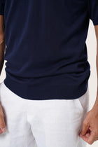 By The Sea Bali Rado Cotton Knit Polo T-Shirt Navy