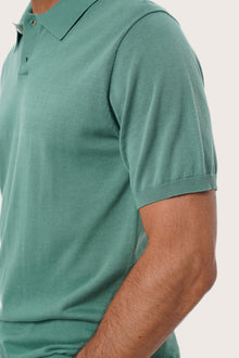 By The Sea Bali Rado Cotton Knit Polo T-Shirt Sage