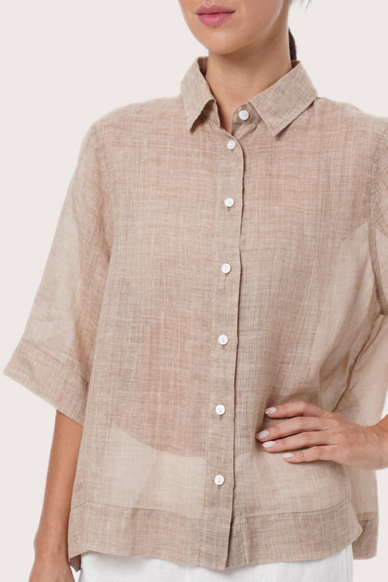 By The Sea Bali Tailored detail of the Rae Shirt in Crème