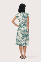 By The Sea Bali Back view of the Sabang Dress in Hibiscan Batik Green