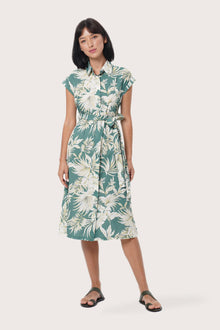 By The Sea Bali Sabang Dress in Hibiscan Batik Green featuring an elegant resort silhouette