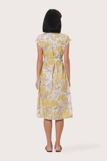 By The Sea Bali Back view of the Sabang Dress in Hibiscan Batik Yellow