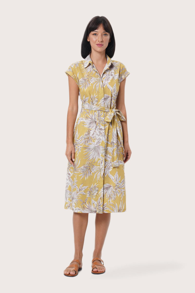 By The Sea Bali Women's Sabang Dress in Hibiscan Batik Yellow styled for tropical escapes
