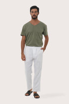 By The Sea Bali Sargi Linen Pant in White — regular-fit 100% linen trousers for daily and formal wear