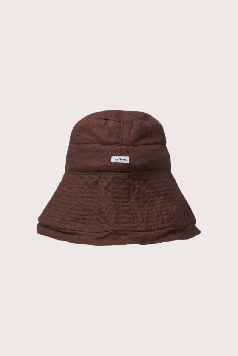 By The Sea Bali Savanna Linen Hat in choco with an elegant wide-brim resort silhouette