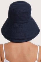 Back view of the Savanna Linen Hat Navy showcasing refined craftsmanship and lightweight construction