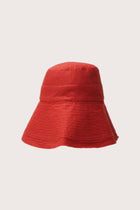 Back view of the Savanna Linen Hat Red showcasing refined craftsmanship and lightweight design