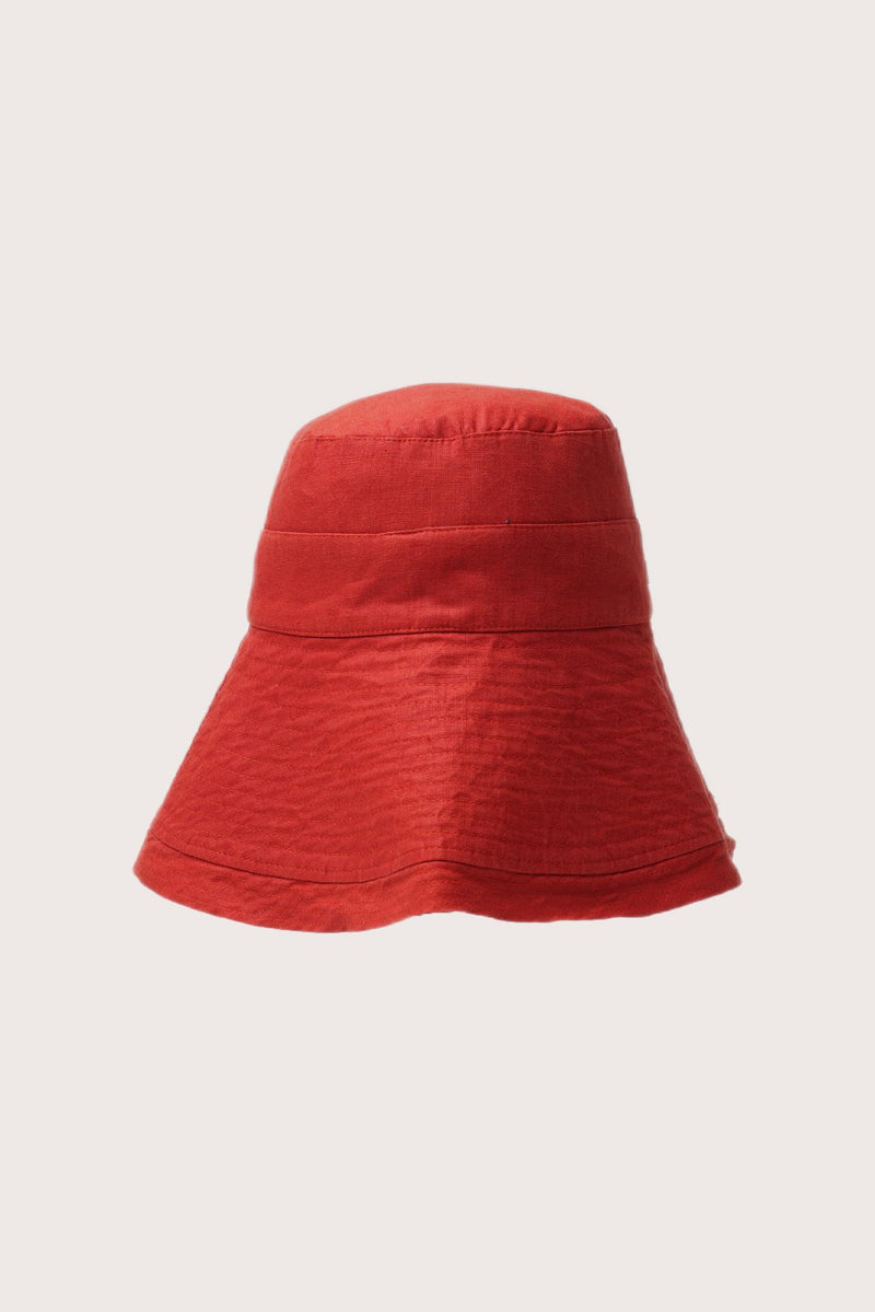 By The Sea Bali Savanna Linen Hat in red with elegant wide-brim resort silhouette