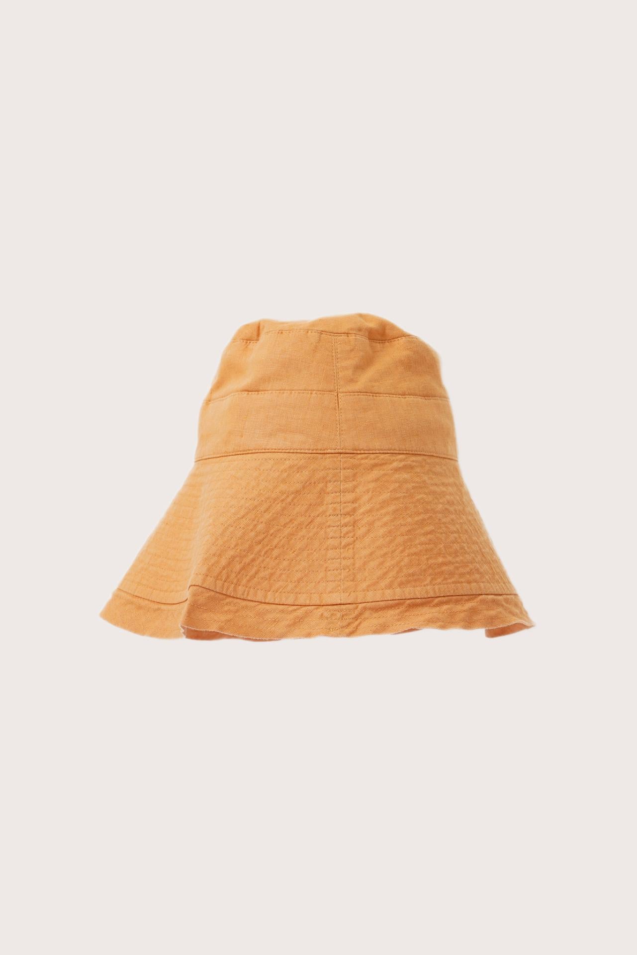 Back view of the Savanna Linen Hat Yellow showcasing refined craftsmanship and lightweight construction