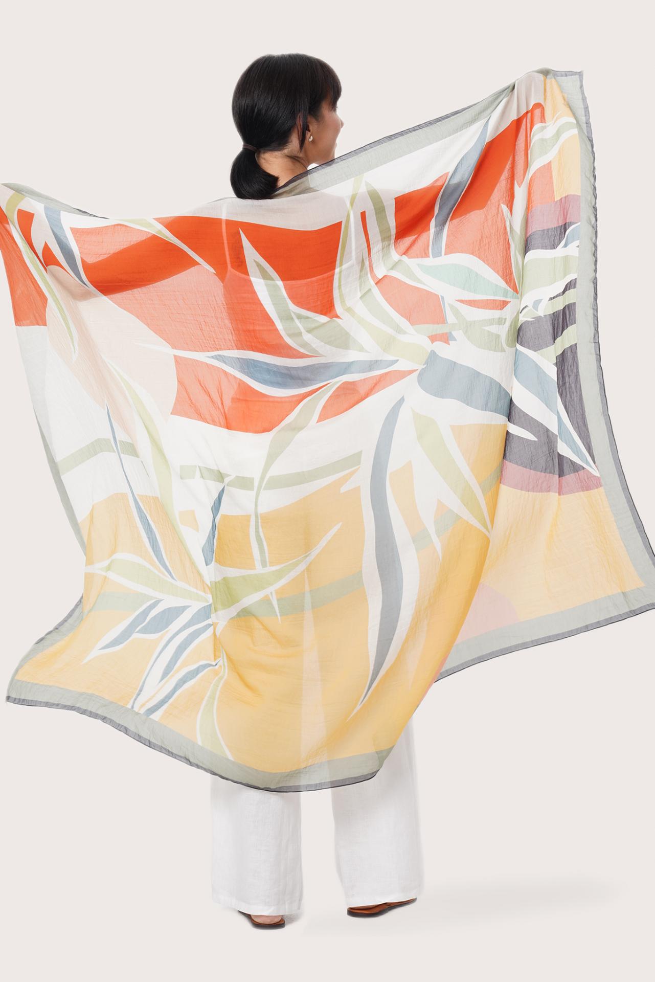 By The Sea Bali Lightweight fabric aaaand Bamboo Paint Yellow Orange print detail on the Savaya Sarong