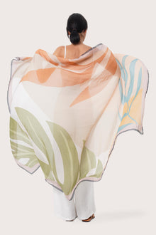 By The Sea Bali Lightweight fabric with Monstera Palm Cream botanical print detail on the Savaya Sarong
