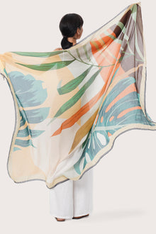 By The Sea Bali Summer Palm Green botanical print and Lightweight fabric detail on the Savaya Sarong