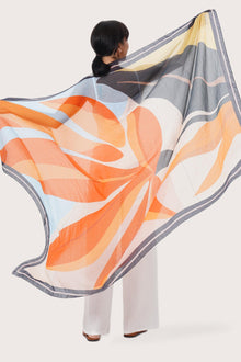 By The Sea Bali Sunset Breeze Orange print detail on the Savaya Sarong
