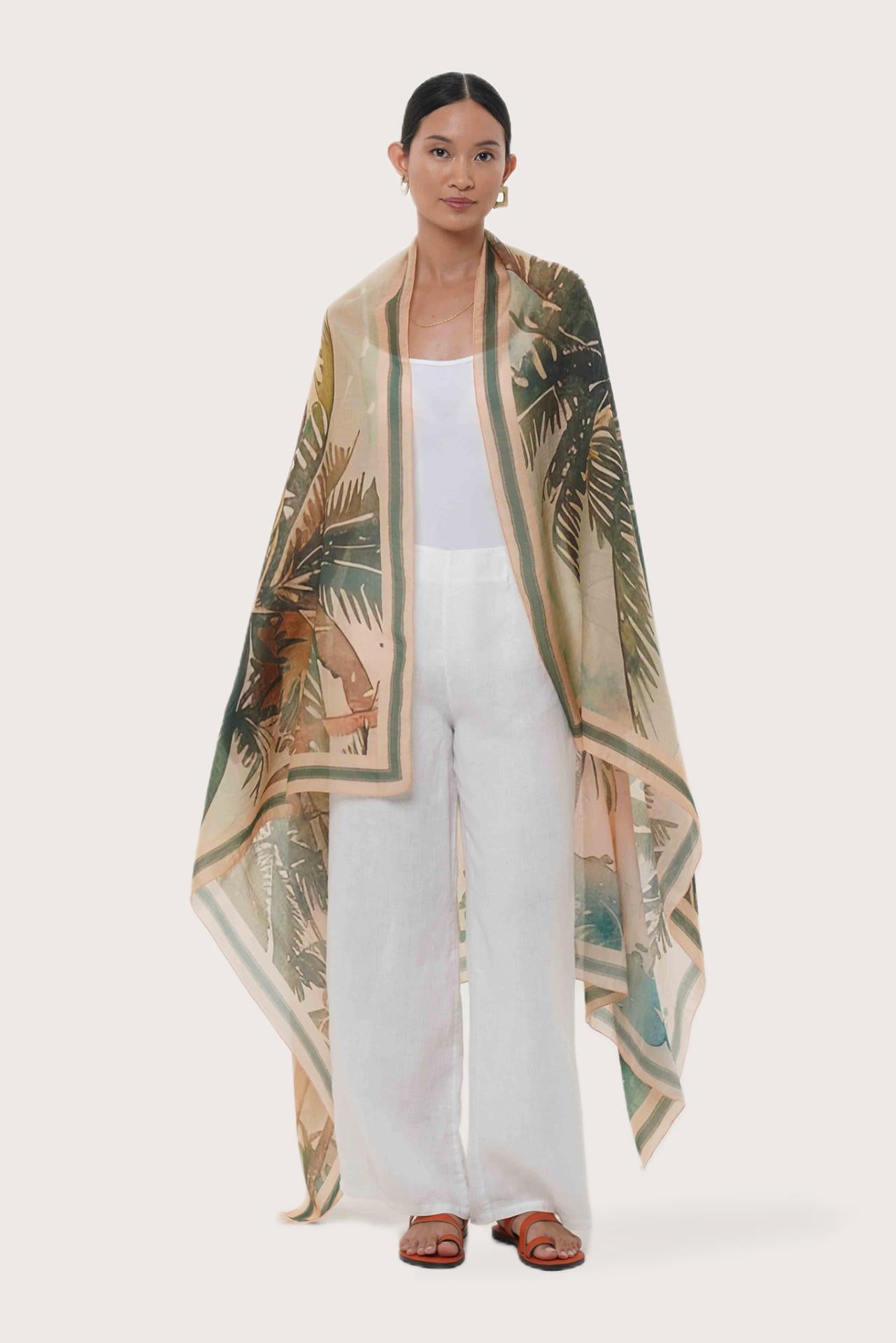 Savaya Sarong in Sunset Palm with an effortless resortwear silhouette