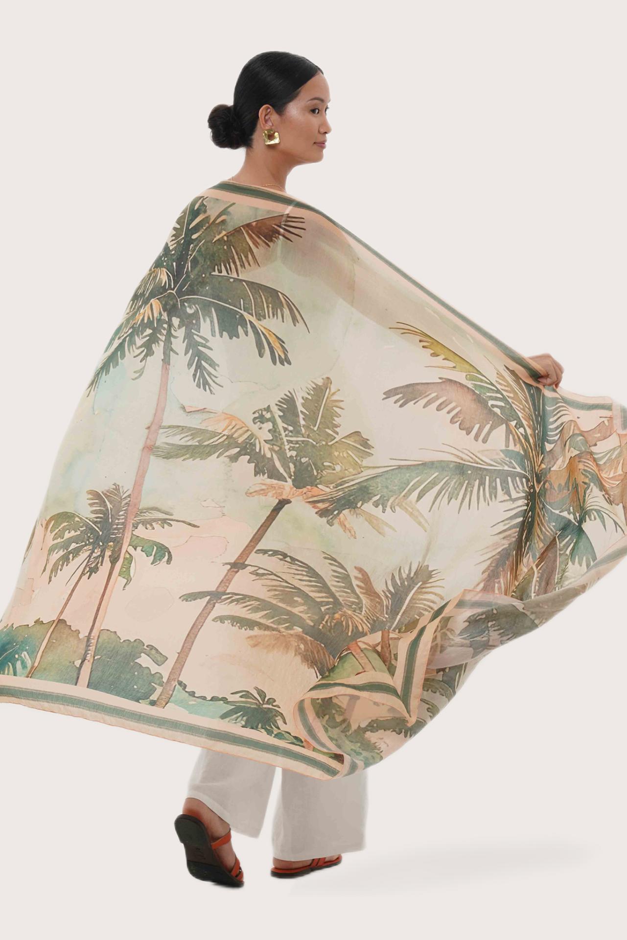 Resort styling featuring the Savaya Sarong in Sunset Palm