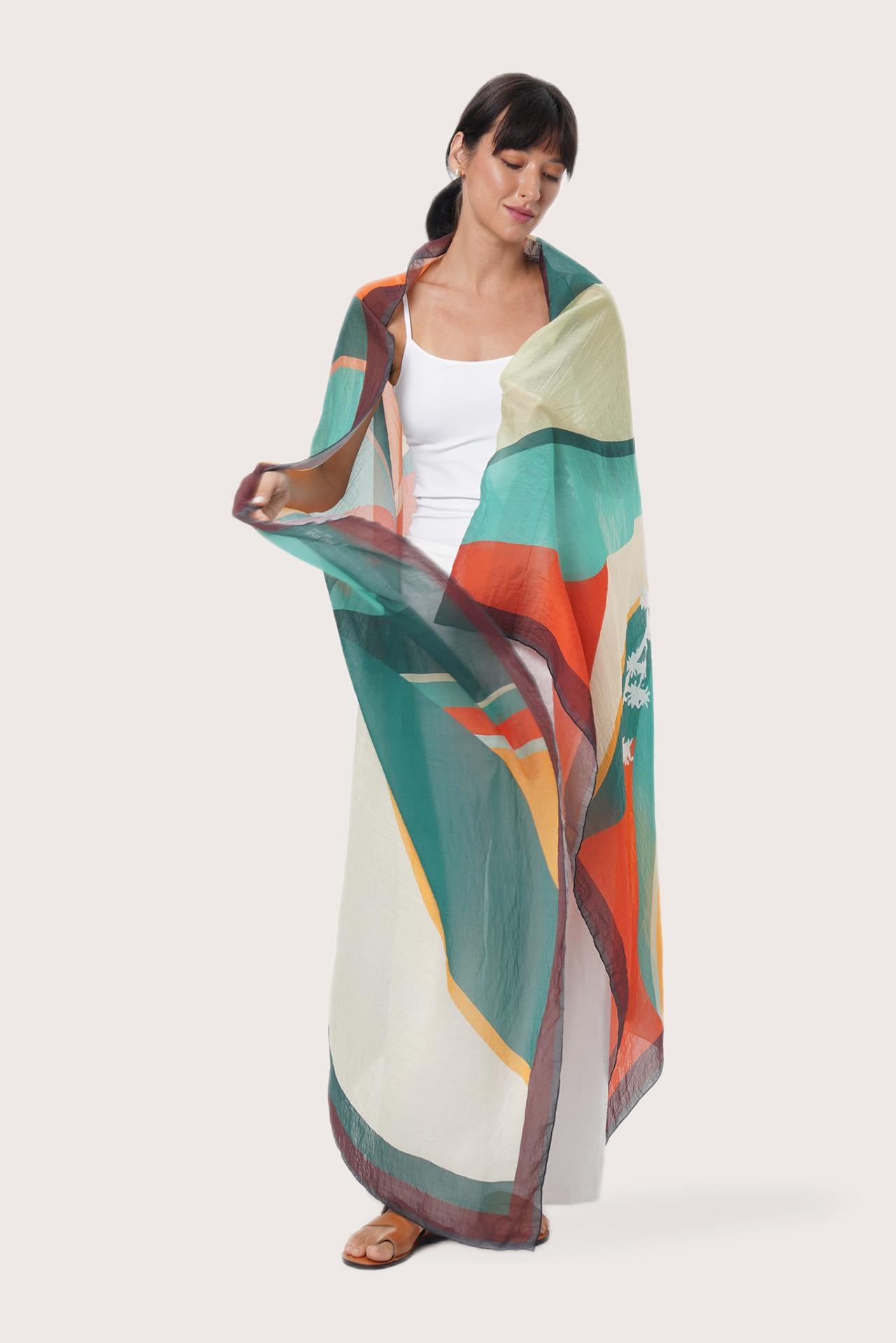By The Sea Bali Savaya Sarong in Tropical Breath Multicolor featuring a vibrant tropical botanical print