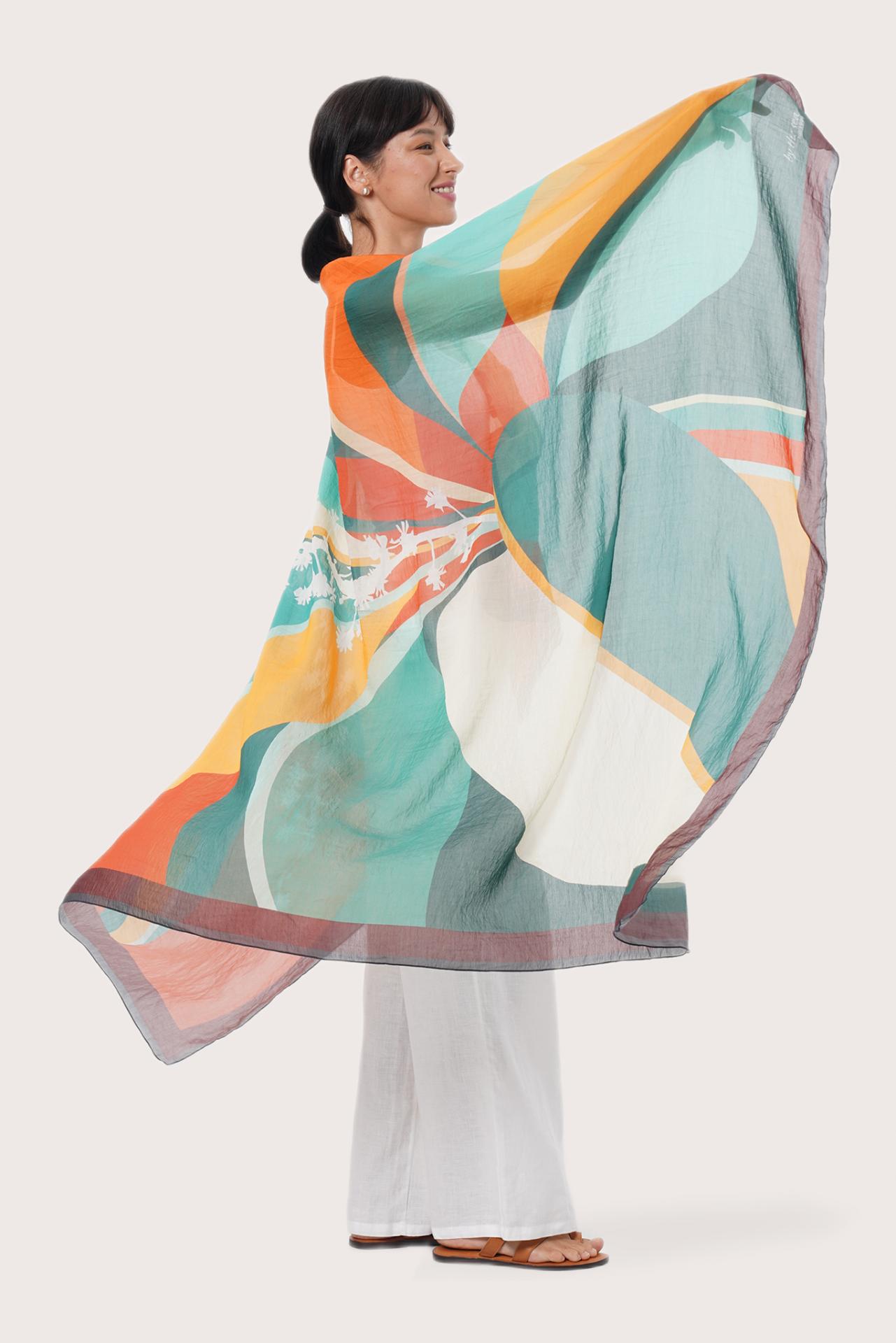 By The Sea Bali Side view of the Savaya Sarong showcasing its fluid drape and lightweight feel