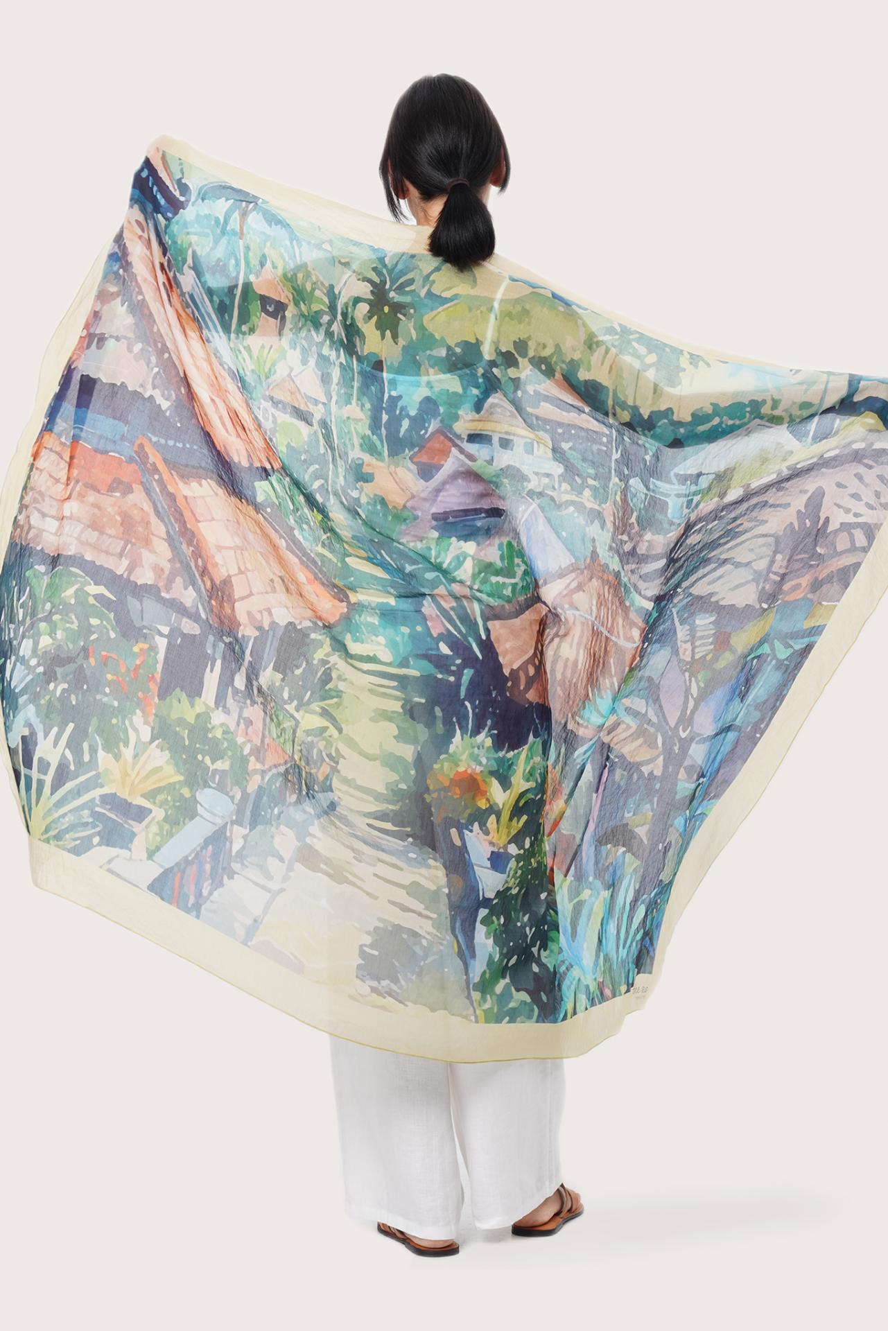 By The Sea Bali Lightweight Savaya Sarong Village Vibe Multicolor print detail on the Savaya Sarong