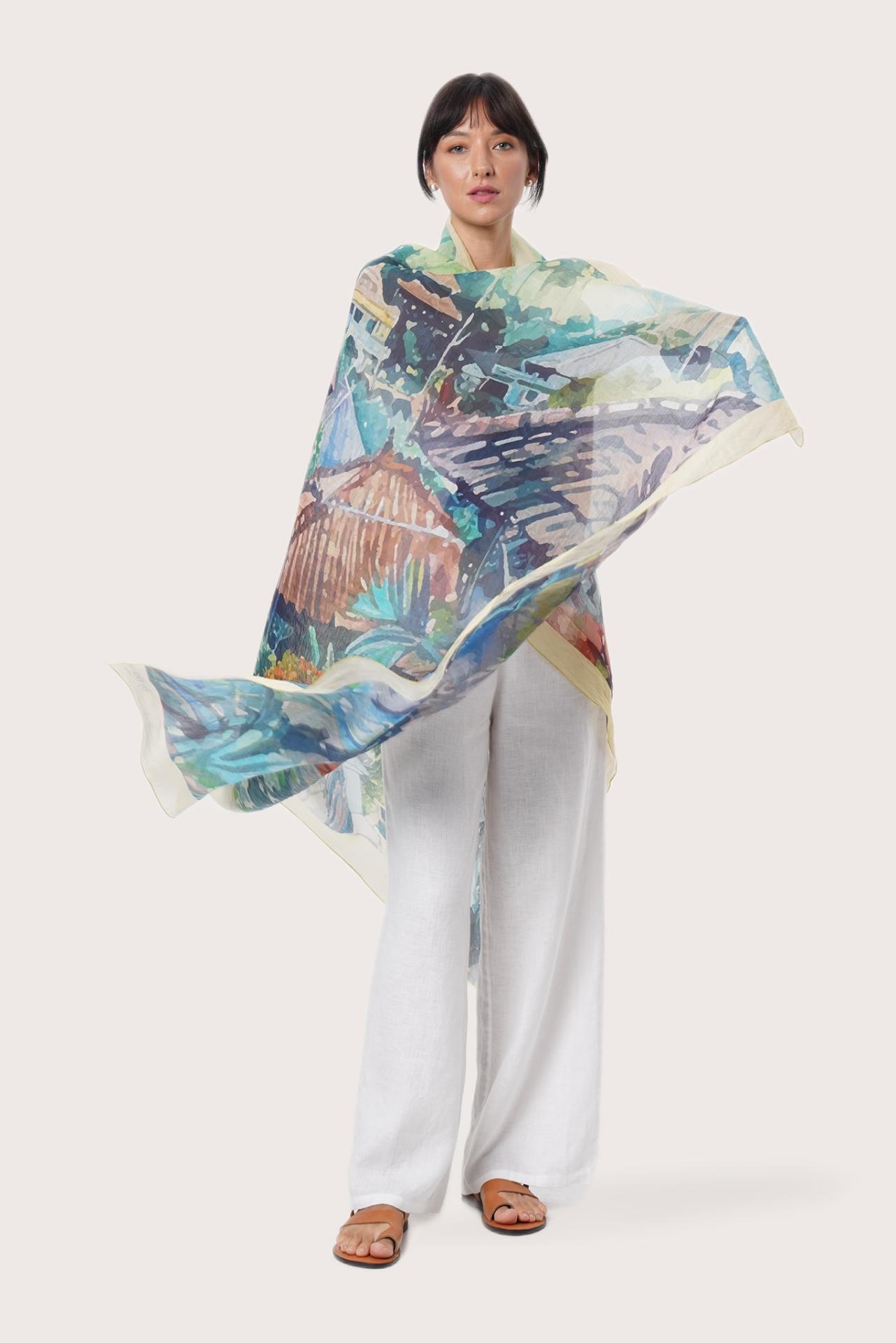 By The Sea Bali Women's Savaya Sarong in Village Vibe Multicolor styled for effortless resort dressing, worn as an elegant wrap silhouette
