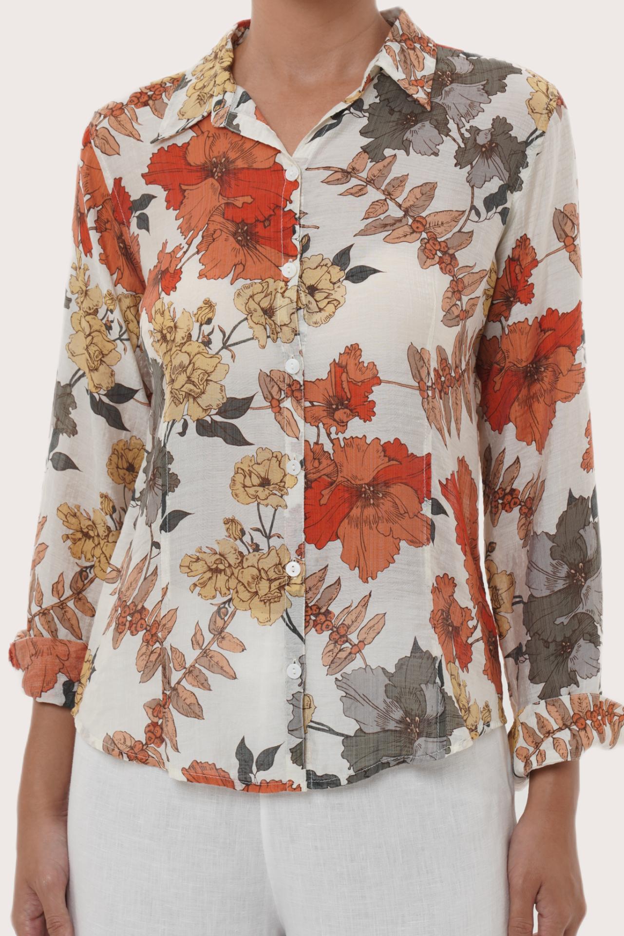 Front view detail of the Selva Shirt Raya showcasing its silhouette and relaxed fit.