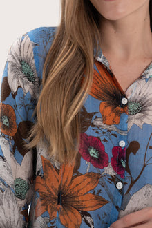 Close-up texture of the rayon nylon fabric and Daisy pattern craftsmanship