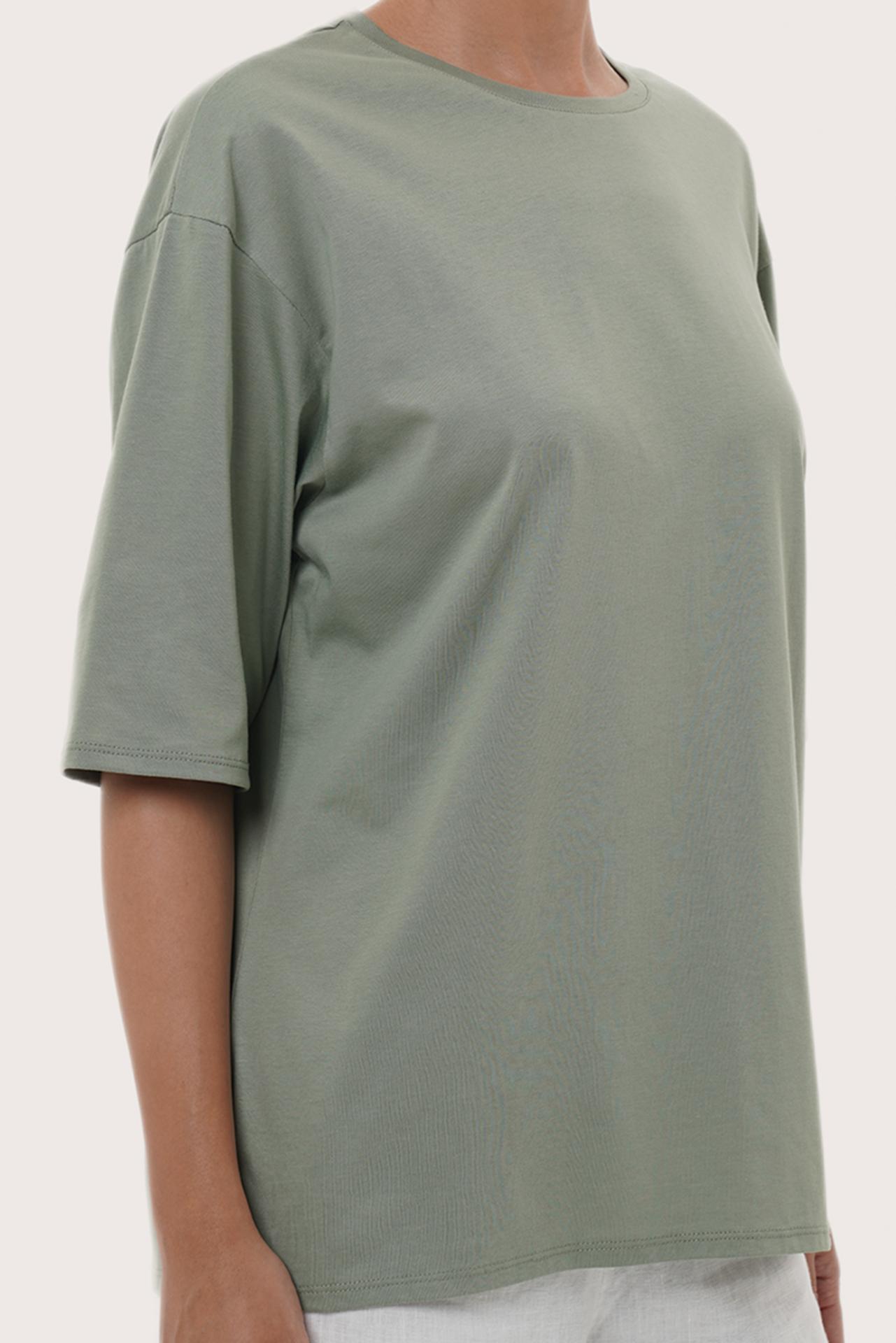 By The Sea Bali Refined detail of the Serva Loose T-Shirt in Pastel Sage