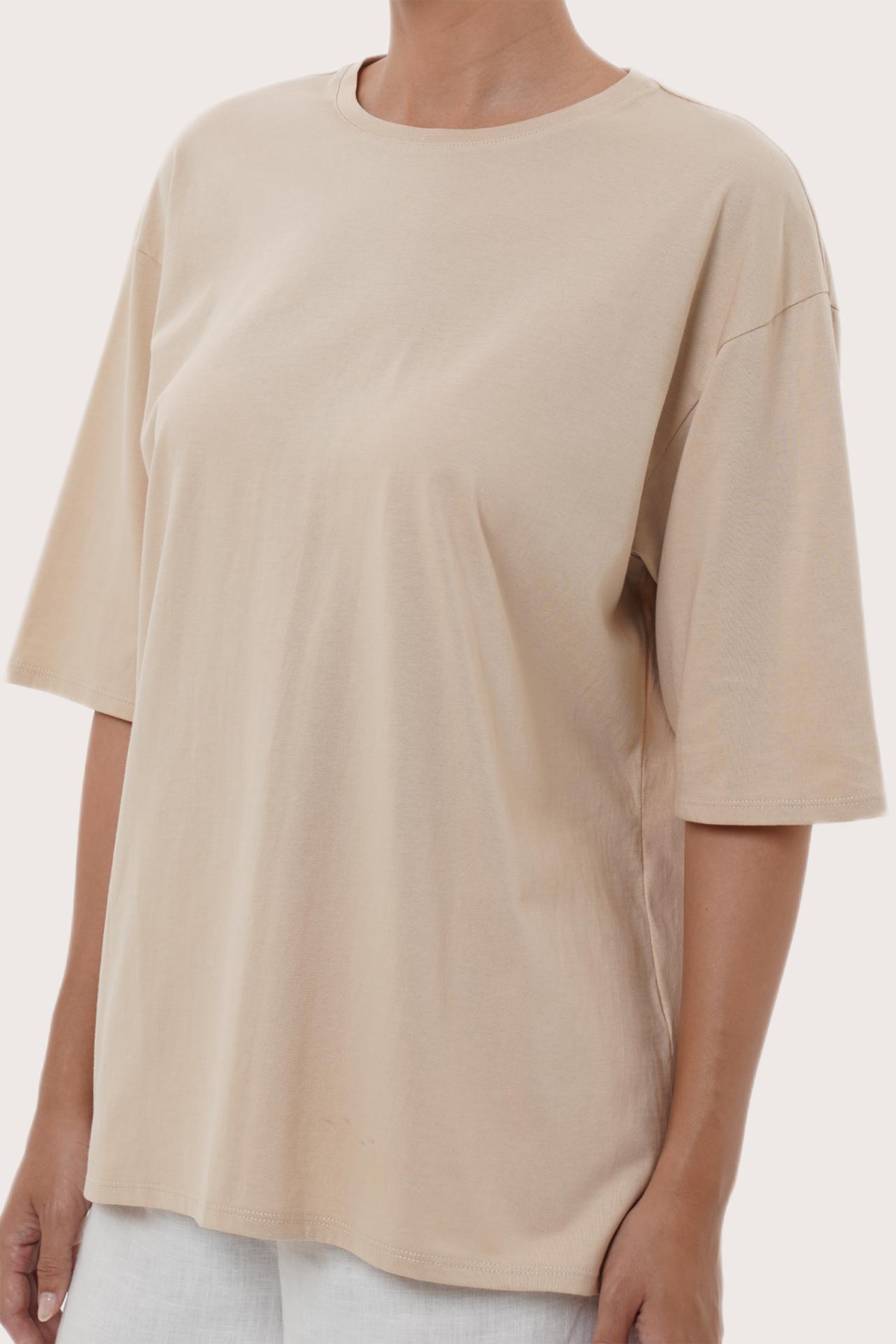 By The Sea Bali Refined detail of the Serva Loose T-Shirt in Pastel Yellow