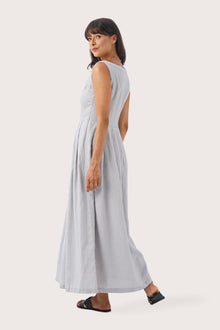 Back view of the Shino Maxi Dress Light Grey highlighting the garment shape and drape