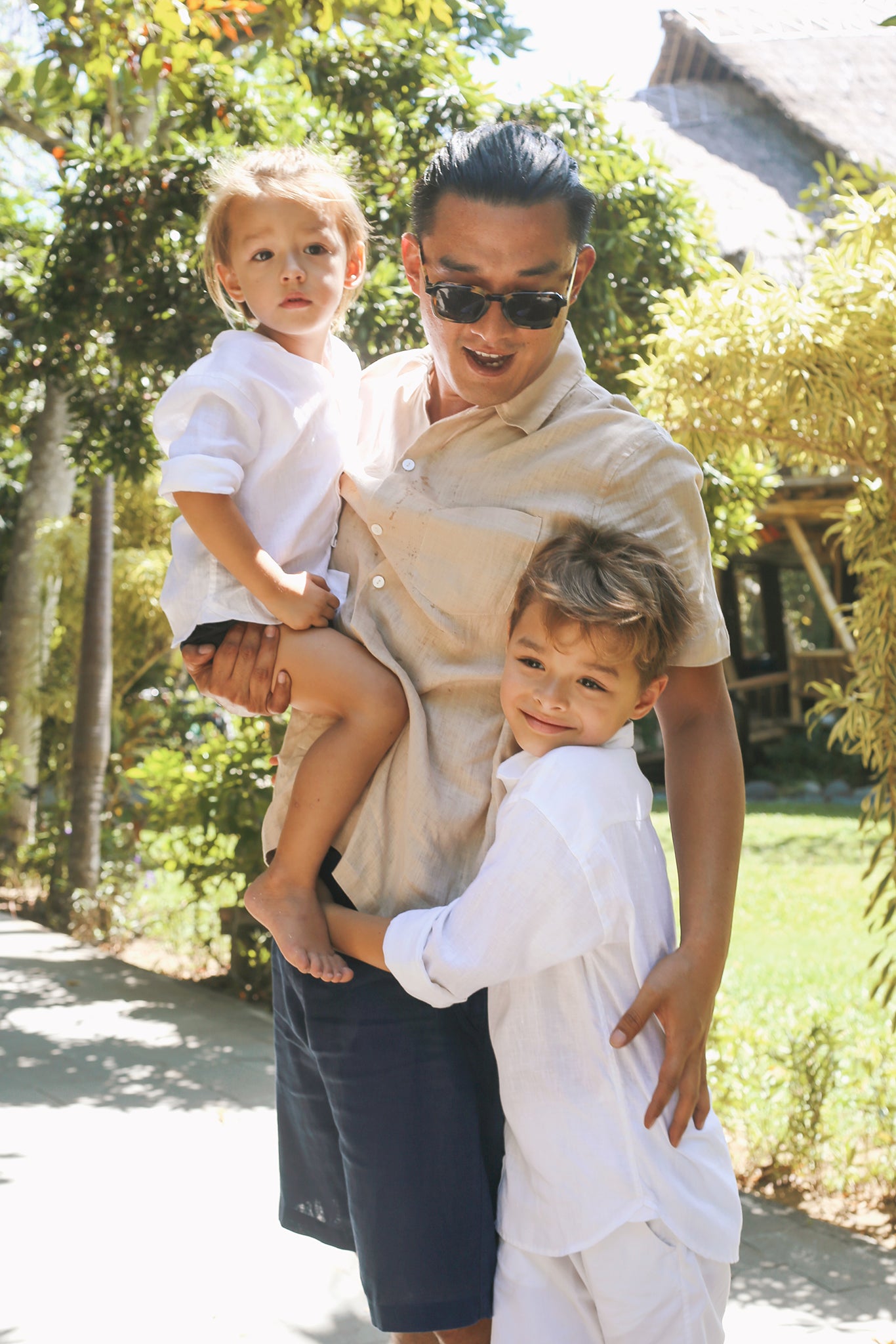 Shio Linen Shirt styled for elevated coastal living and tropical resort wear