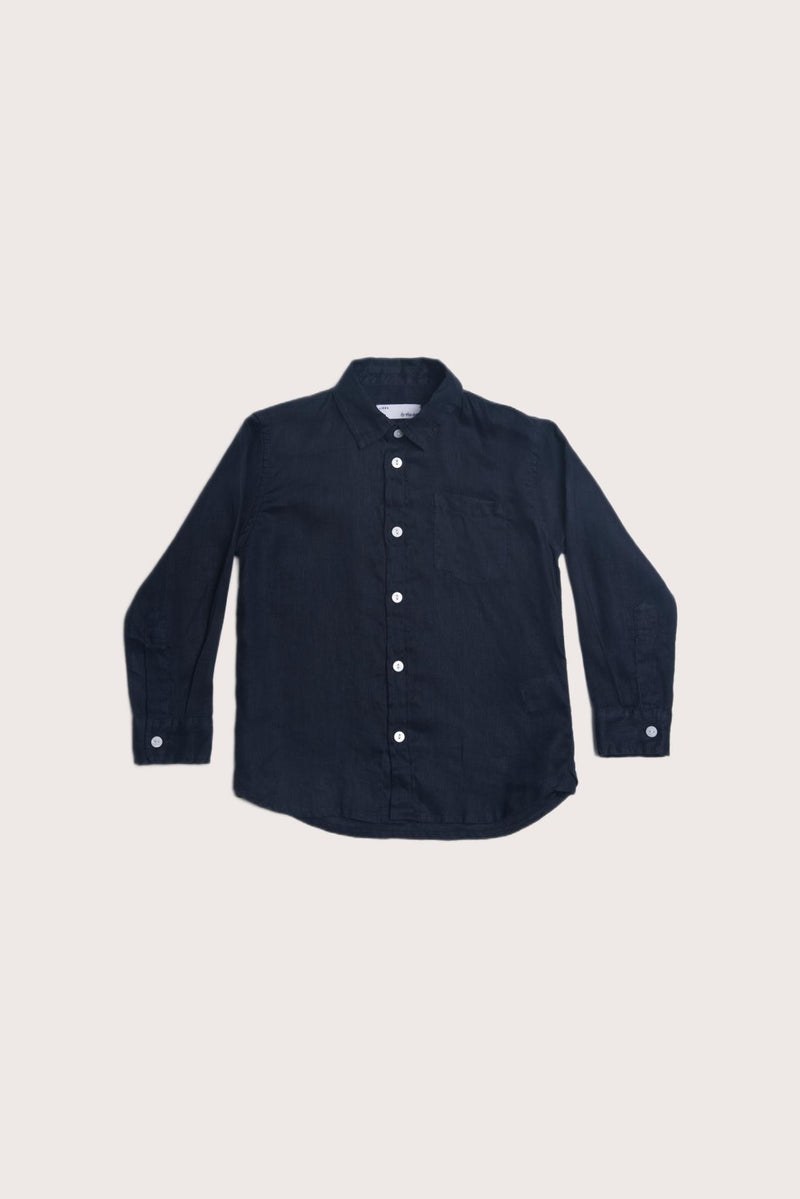 Shio Long Sleeves Linen Shirt in Navy designed for effortless coastal elegance